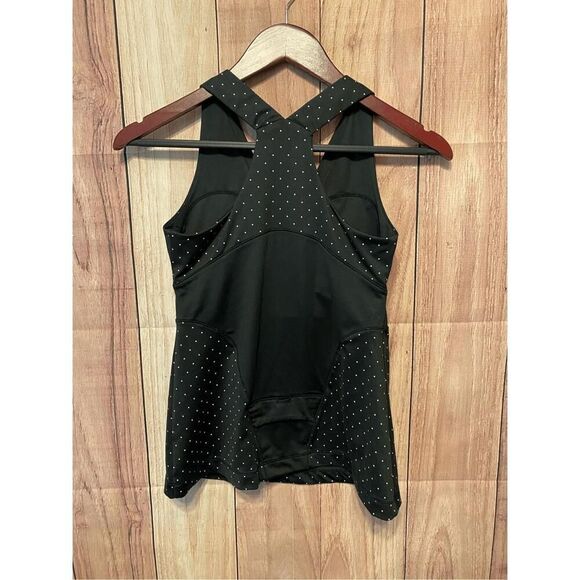 Soma Intimates Small Polka Dot Sleeveless V Neck Crossback Athletic Top black - Picture 4 of 5